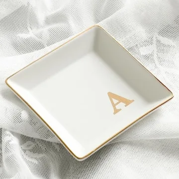 COLLECTIVE HOME Elegant Ceramic Jewelry Tray for Personalization