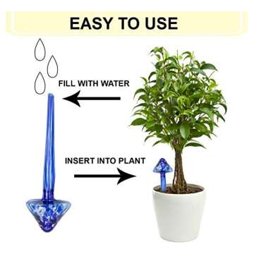 Large Watering Bulbs Colorful Glass Self Watering Globes Decorative Mushroom Design Self Watering Spikes Automatic Plant Waterer for Indoor and Outdoor Plants (4)