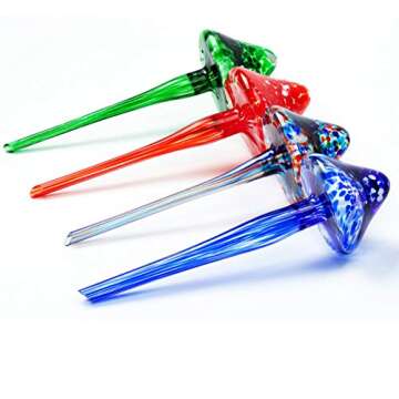 Large Watering Bulbs Colorful Glass Self Watering Globes Decorative Mushroom Design Self Watering Spikes Automatic Plant Waterer for Indoor and Outdoor Plants (4)