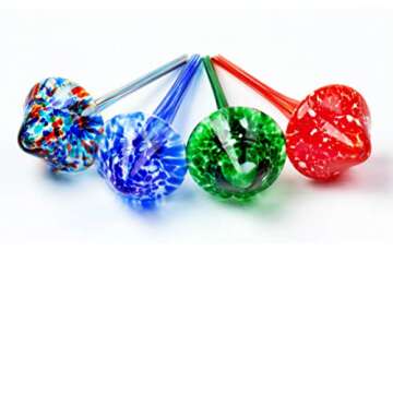 Large Watering Bulbs Colorful Glass Self Watering Globes Decorative Mushroom Design Self Watering Spikes Automatic Plant Waterer for Indoor and Outdoor Plants (4)