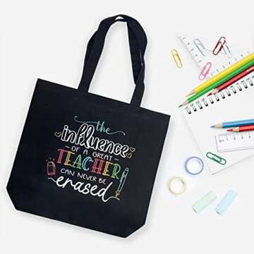CARAKNOTS Teacher Bag Canvas Tote for Gifts & Appreciation