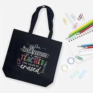 CARAKNOTS Teacher Bag Canvas Tote for Gifts & Appreciation