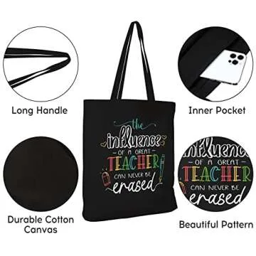 CARAKNOTS Teacher Bag Canvas Tote for Gifts & Appreciation