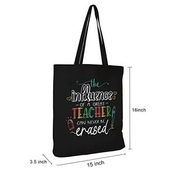 CARAKNOTS Teacher Bag Canvas Tote for Gifts & Appreciation