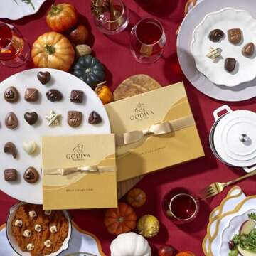 Godiva Chocolatier Chocolate Gift Box for Birthday, Thank You, Anniversary, Valentine's Day Gift Basket Gold Ribbon Gourmet Candy Assortment with Praline, Caramel in Milk, White, Dark Chocolate, 18pc