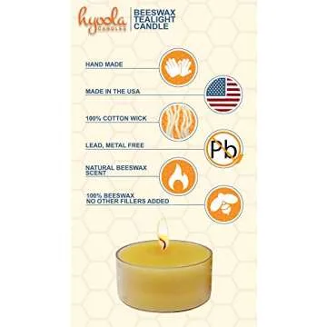 Pure Beeswax Tea Lights - Handcrafted & Unscented 12 Pack
