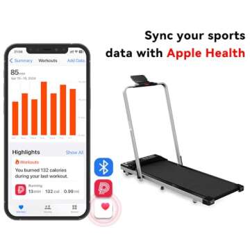 DeerRun 3 in 1 Folding Treadmills for Home, 3.0HP Powerful and Quiet Under Desk Treadmill, 300 lbs C...