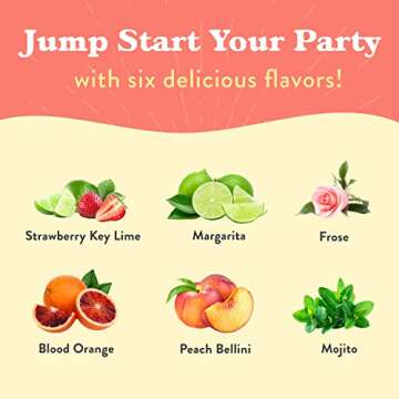 Jordan's Skinny Syrups Sugar Free Cocktail Syrup, Cocktail Mixers for Drinks, 3 Margarita Mix + Peach Bellini, Mojito and Frose Syrups for Cocktails and Mocktails, 25.4 Fl Oz, 6 Variety Party Pack