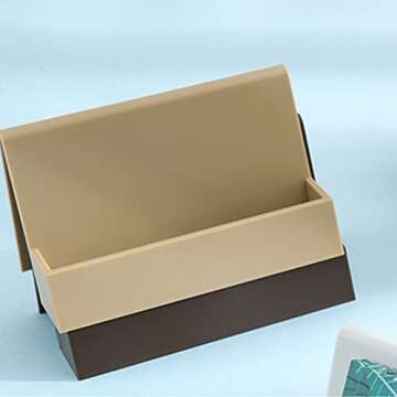 Hilsayum Business Card Holder Business Card Display Stand Vertical Card Organizer Desktop Organizers Office Supplies for Tabletop, Workspace (Brown)
