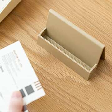 Hilsayum Business Card Holder Business Card Display Stand Vertical Card Organizer Desktop Organizers Office Supplies for Tabletop, Workspace (Brown)