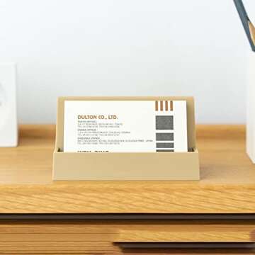 Hilsayum Business Card Holder Business Card Display Stand Vertical Card Organizer Desktop Organizers Office Supplies for Tabletop, Workspace (Brown)