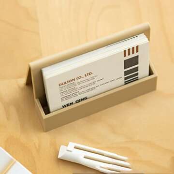 Hilsayum Business Card Holder Business Card Display Stand Vertical Card Organizer Desktop Organizers Office Supplies for Tabletop, Workspace (Brown)