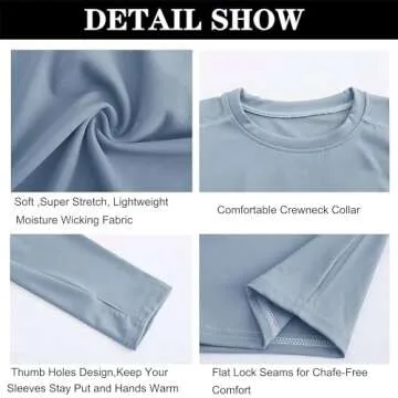 HIBETY 2 Pack Women's Crop Tops Long Sleeve Shirts Yoga Athletic Workout Shirts Cropped Sweatshirt with Thumb Hole(Black/Light Blue-M)