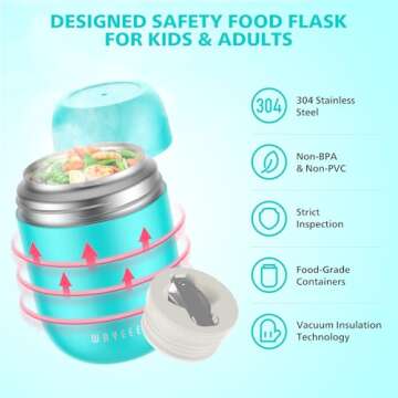 WayEee Food Containers for Hot Food Insulated Food Jar, Vacuum Bento Box Lunch Containers 16 oz for ...