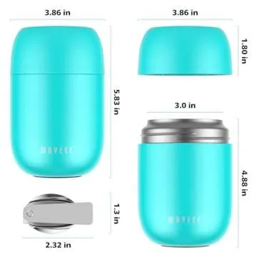 WayEee Food Containers for Hot Food Insulated Food Jar, Vacuum Bento Box Lunch Containers 16 oz for Kids Adults, Airtight Stainless Steel Soup Containers with Spoon, for School, Travel, Picnic - Blue
