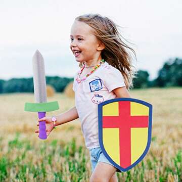 Super Z Outlet Children's Foam Toy Medieval Joust Sword & Shield Knight Set Lightweight Safe for Birthday Party Activities, Event Favors, Toy Gifts