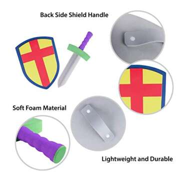 Super Z Outlet Children's Foam Toy Medieval Joust Sword & Shield Knight Set Lightweight Safe for Birthday Party Activities, Event Favors, Toy Gifts