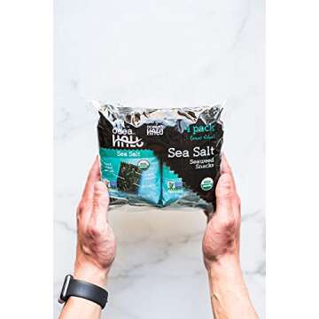 Ocean's Halo Sea Salt Seaweed Snacks, 4 Pack, Organic