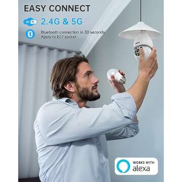 WESECUU Light Bulb Security Camera, 2.4G/5G WiFi Security Cameras Wireless Outdoor Indoor for Home S...