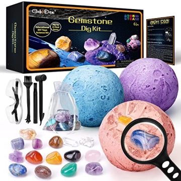 GobiDex Gemstones Dig Kit - Excavate 15 Real Gems for Kids 6+