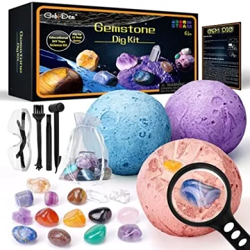 GobiDex Gemstones Dig Kit - Excavate 15 Real Gems for Kids 6+