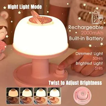 LICKLIP Toddler Night Light Lamp, Dimmable LED Bedside Lamp with Star Projector, Kids Lights Timer Design & Color Changing, Portable Rechargeable Cute Gifts for Children Bedroom