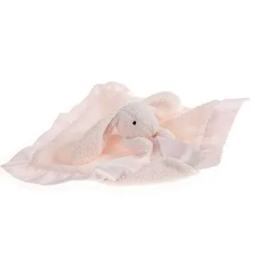 Apricot Lamb Stuffed Animals Pink Bunny Rabbit Security Blanket Infant Nursery Character Blanket Luxury Snuggler Plush Baby Lovey(Pink Bunny, 13 Inches)