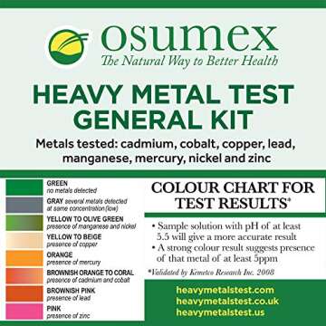 Osumex Heavy Metal Test General Kit for Humans 2 Pack - 8 Range Heavy Metal Urine Test Kits, Metal Testing Kit, Heavy Metal Testing Kit, Urine Metal Tester Heavy Metal Detection, Heavy Metals Test Kit