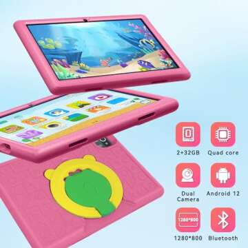 Tablet for Kids 10" Android 12 Kids Tablet with 2GB RAM, 32 GB ROM, Dual Camera, Bluetooth, 5000mAh Battery