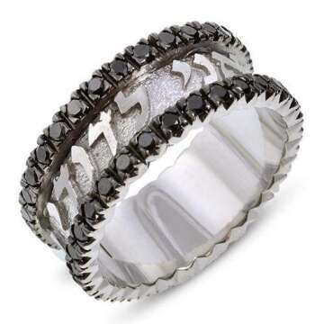 Baltinester Jewelry, Wedding Rings, 14k White Gold, Black Diamond Wedding Band, Florentine Ani Ledod...