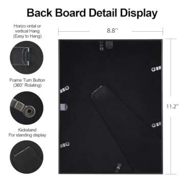 BKABOT 8.5x11 Picture Frame Set of 3, Gold Metal Photo Frames with HD Glass, Fits 5x7 with Mat or 8.5x11 without Mat, Wall Hanging and Table Display