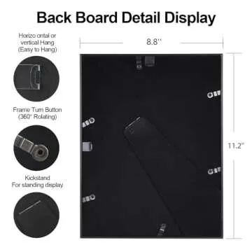 BKABOT 8.5x11 Picture Frame Set of 3, Gold Metal Photo Frames with HD Glass, Fits 5x7 with Mat or 8.5x11 without Mat, Wall Hanging and Table Display