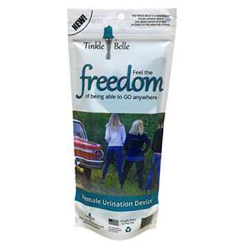 Tinkle Belle Female Urination Device/Portable Urinal with Case -Stand to Pee While Staying Fully Clothed. Easy, Compact, Reliable for Hiking/Camping/Travel/Concerts/Festivals/Dirty Toilets