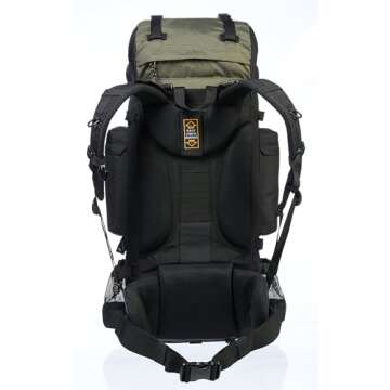 Amazon Basics Internal Frame Hiking Camping Rucksack Backpack with Rainfly - 15.5 x 7 x 32 Inches, 65 Liters, Green