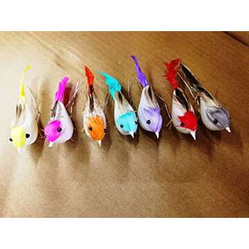 Warmtree 48 Pcs Feather Mini Decorative Birds for Crafts