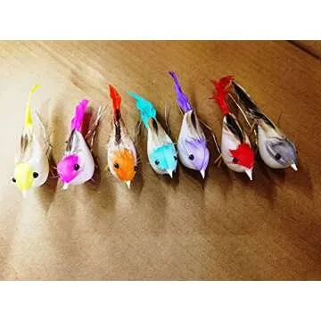 Warmtree 48 Pcs Feather Mini Decorative Birds for Crafts