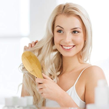 BOMEIYI 100% Boar Bristle Hair Brush Set (Medium). Soft Natural Bristles for Thin and Fine Hair. Restore Shine And Texture. Wooden Comb and Travel Bag Included.