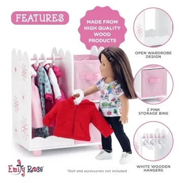 Emily Rose Doll Clothes Open Closet - Sturdy & Stylish Storage