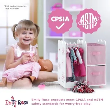 Emily Rose Doll Clothes Open Closet - Sturdy & Stylish Storage