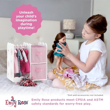 Emily Rose Doll Clothes Open Closet - Sturdy & Stylish Storage