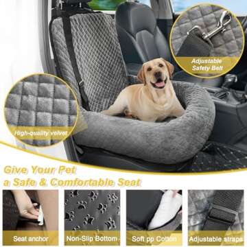 Dog Car Seat Pet Booster Car Seat for Small Mid Dogs, Dog Car Seat is Safe and Comfortable, and can be Disassembled for Easy Cleaning, Comfy Ultra Soft Car Travel Bed