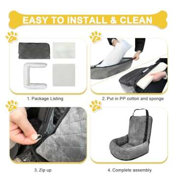 Dog Car Seat Pet Booster Car Seat for Small Mid Dogs, Dog Car Seat is Safe and Comfortable, and can be Disassembled for Easy Cleaning, Comfy Ultra Soft Car Travel Bed