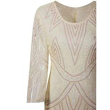 Vijiv 1920s Gatsby Beaded Sequin Flapper Dress