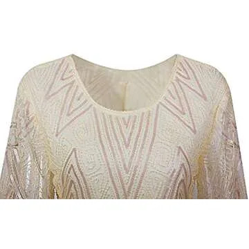 Vijiv 1920s Gatsby Beaded Sequin Flapper Dress