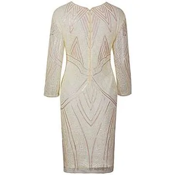 Vijiv 1920s Gatsby Beaded Sequin Flapper Dress
