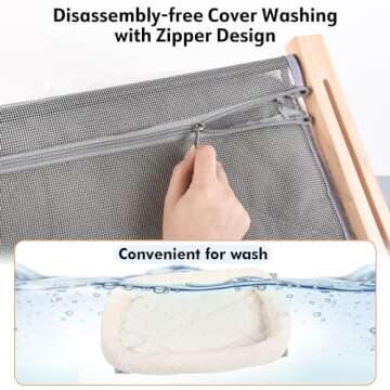 AMOSIJOY Cat Sill Window Perch Sturdy Hammock Seat with Cushion Bed Cover, Wood & Metal Frame for Large Cats, Easy to Adjust Windowsill, Bedside, Drawer and Cabinet(Cushion Bed)