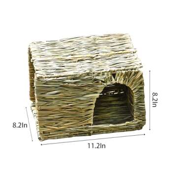 WUWEOT 2 Pack Large Grass Bunny House, Foldable Woven Animal Hut, Play Hideaway Bed Hay Mat Chew Toy...