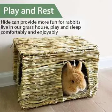 WUWEOT Foldable Grass Bunny House for Small Animals