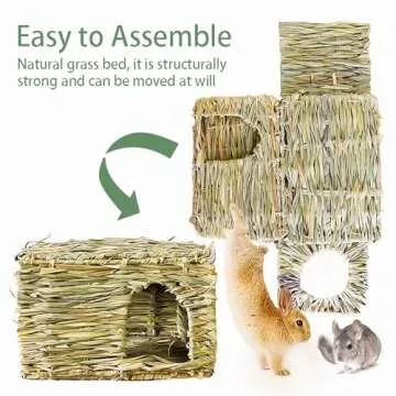 WUWEOT Foldable Grass Bunny House for Small Animals