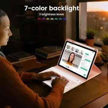 OPAKIT Air 5th/4th Pro 11 inch Case with Keyboard, 7-Color Backlit Detachable Keyboard Case with Pencil Holder, for Gen 2020/2022, Pro 4th/3rd/2nd/1st Gen, Rose Gold